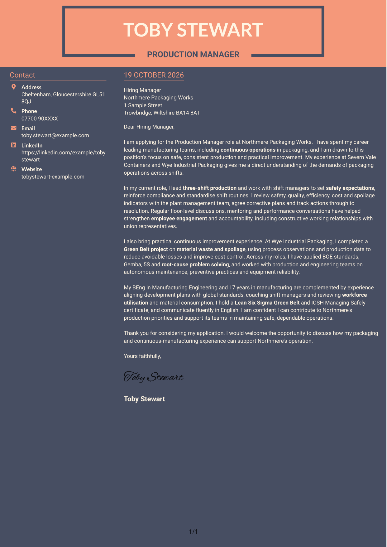 Cover letter example — page 1