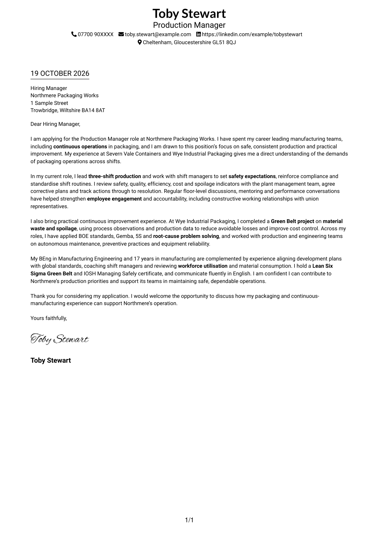 Cover letter example — page 1