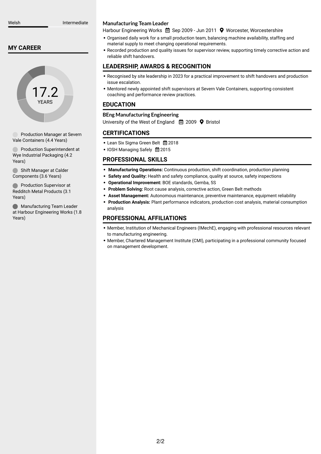 CV example — page 2