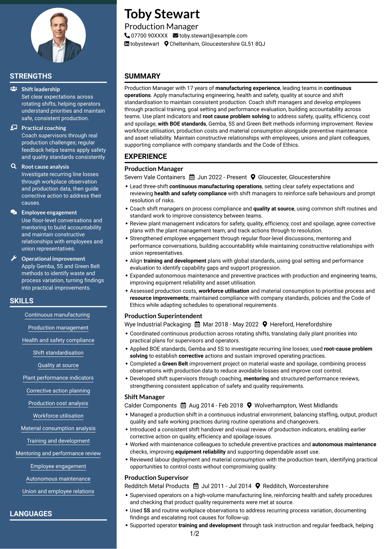 CV example — page 1