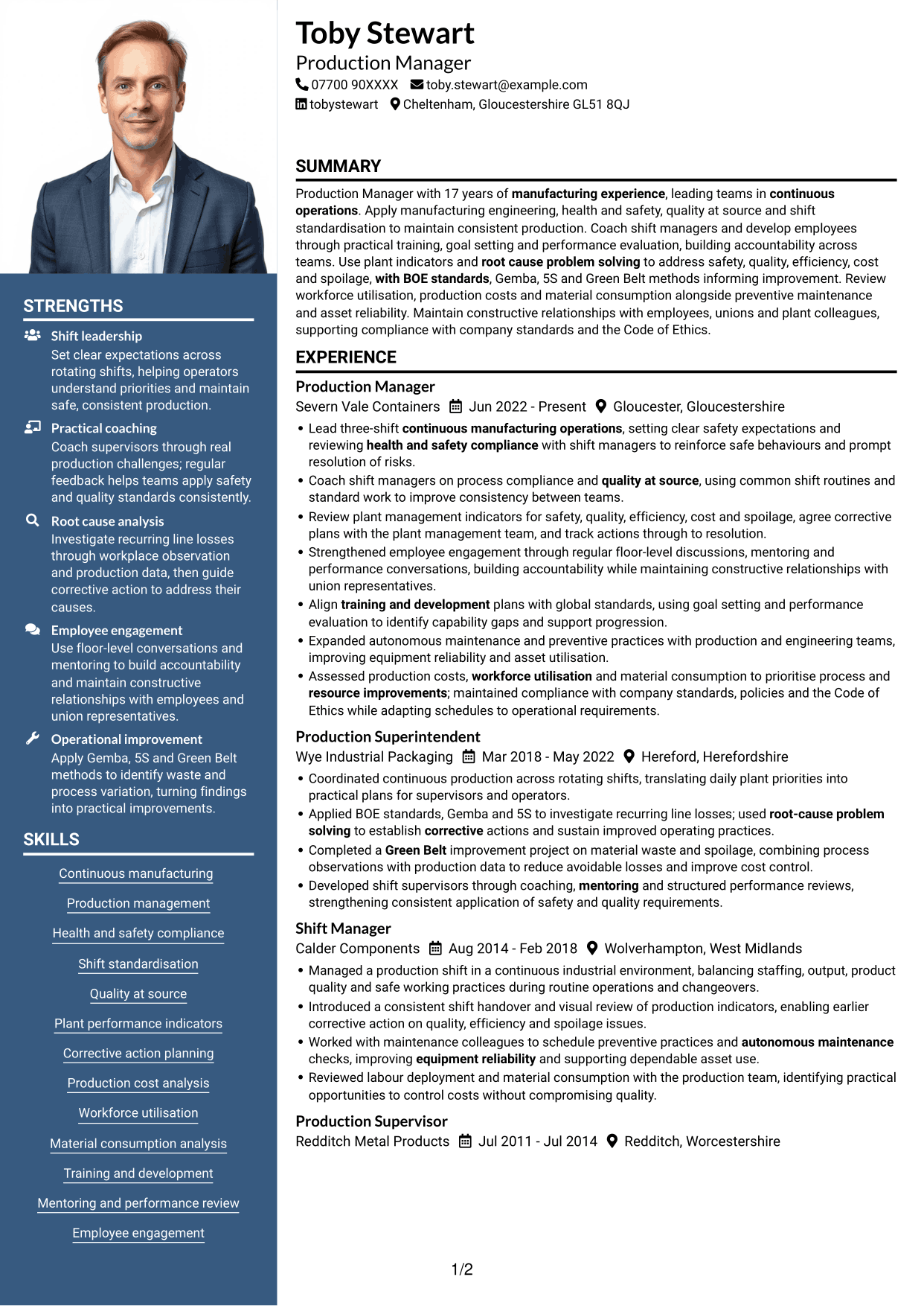 CV example — page 1