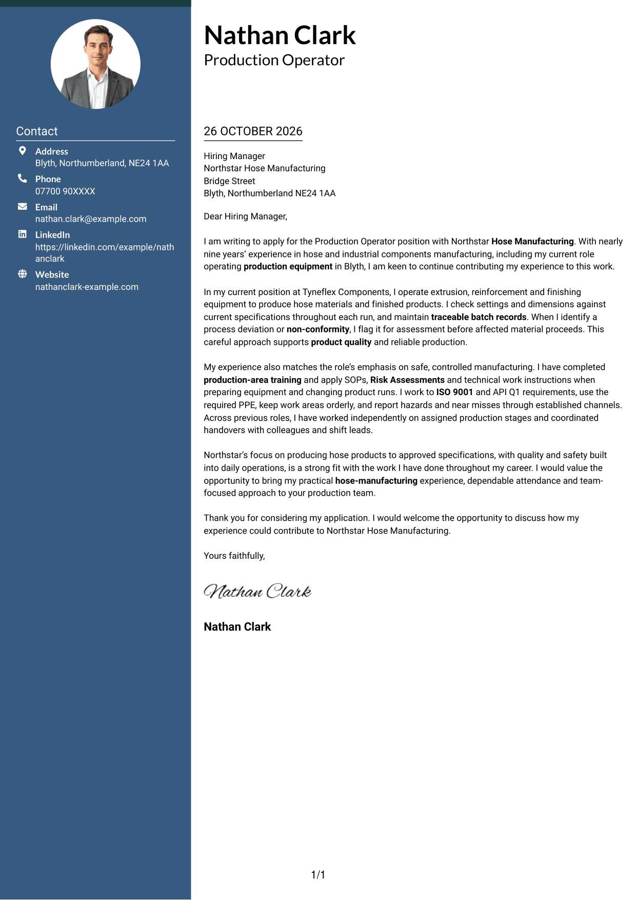 Cover letter example — page 1