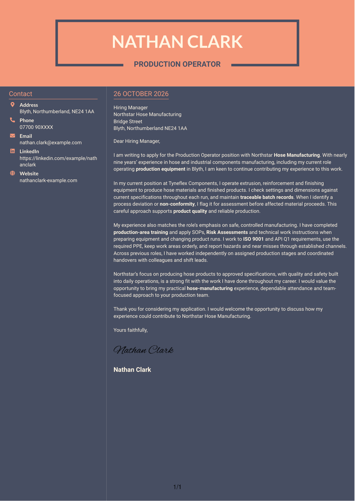 Cover letter example — page 1