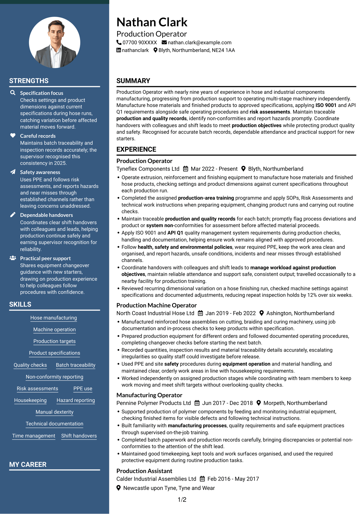 CV example — page 1
