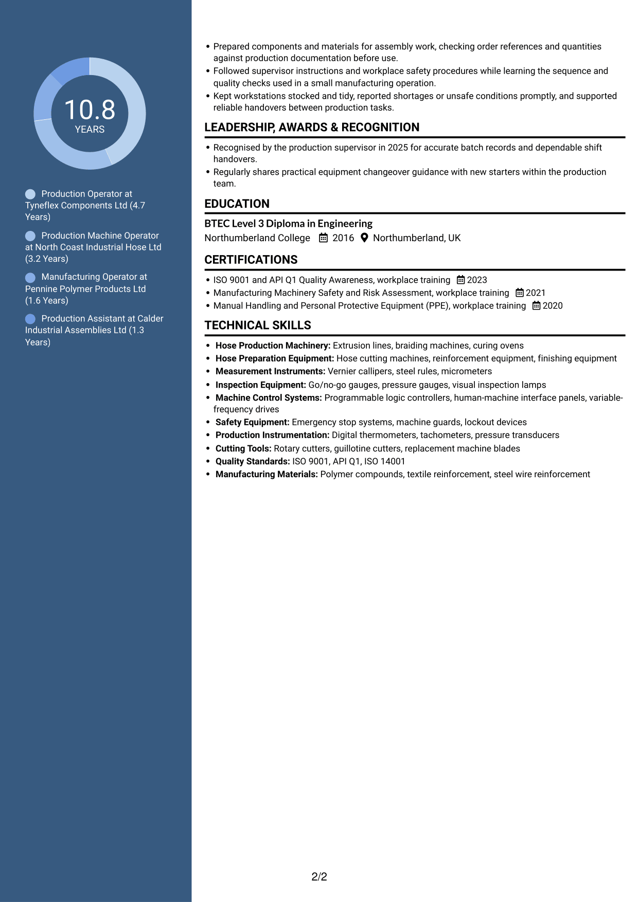 CV example — page 2