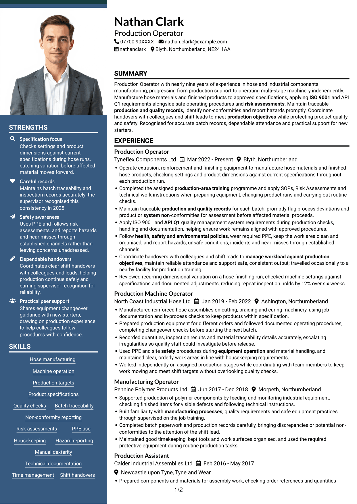 CV example — page 1