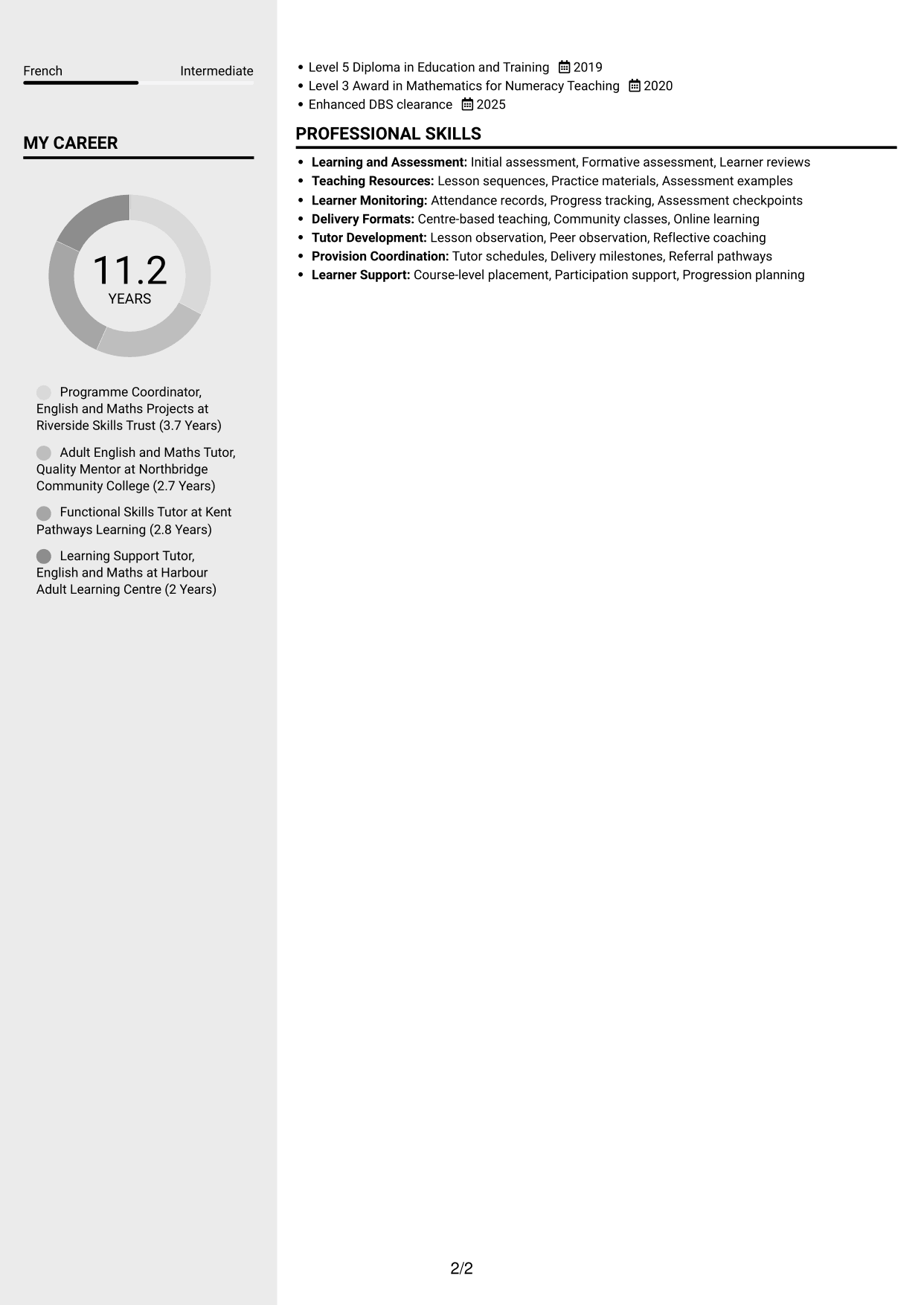 CV example — page 2