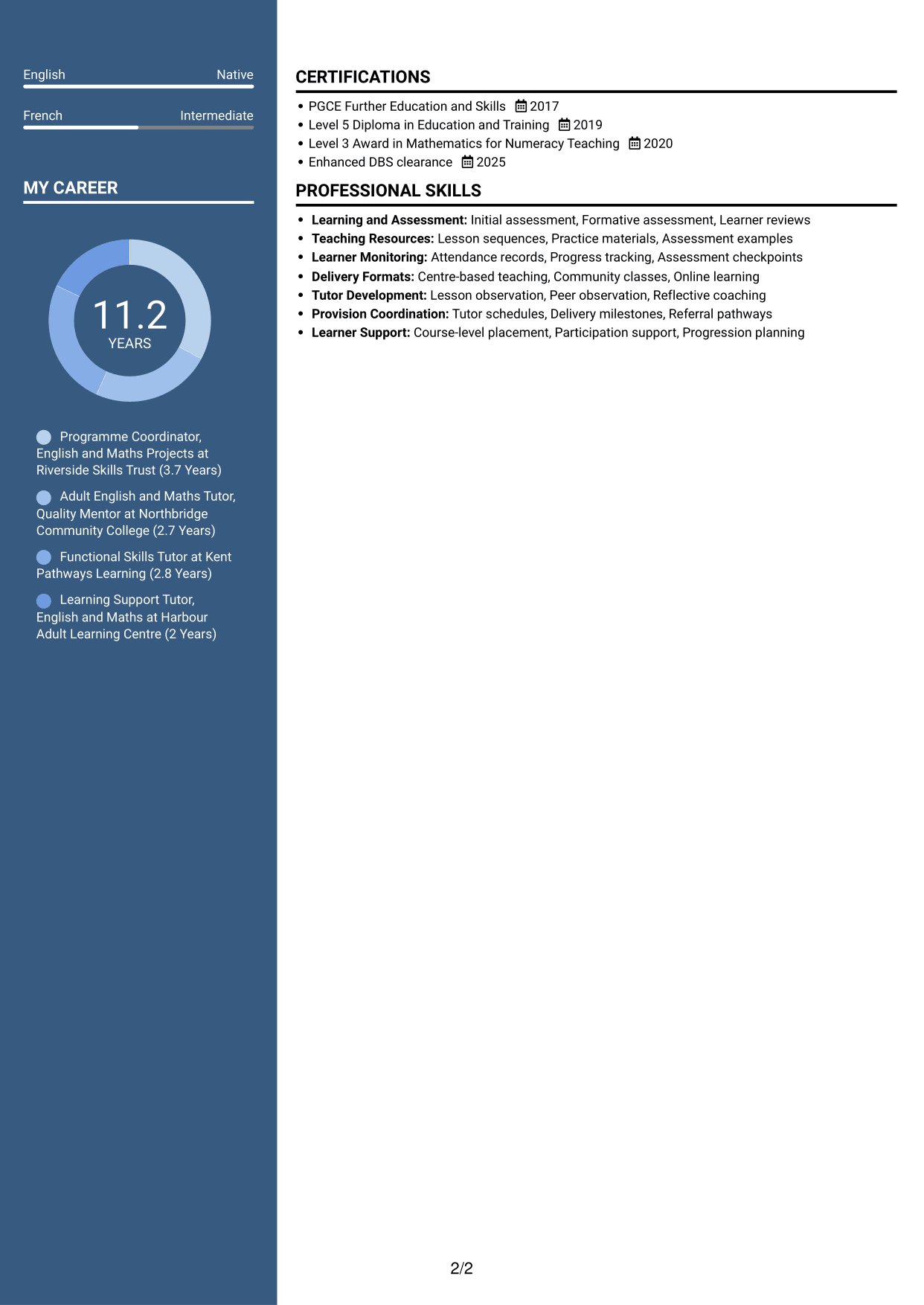 CV example — page 2