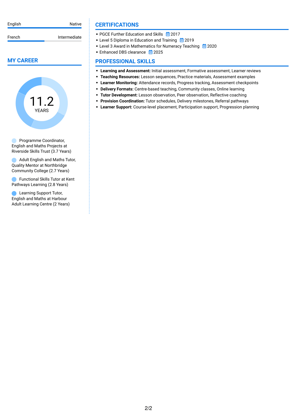 CV example — page 2