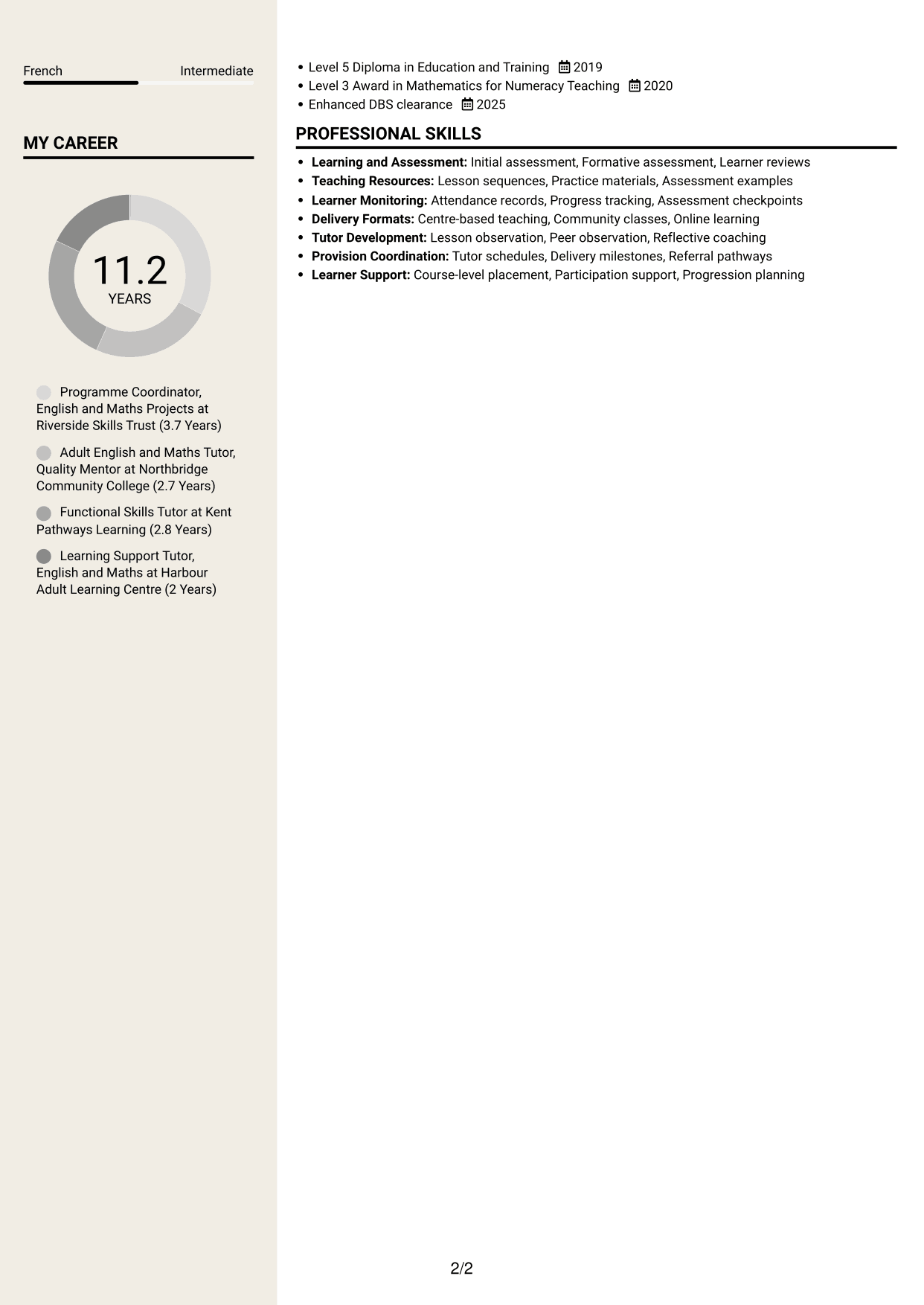 CV example — page 2