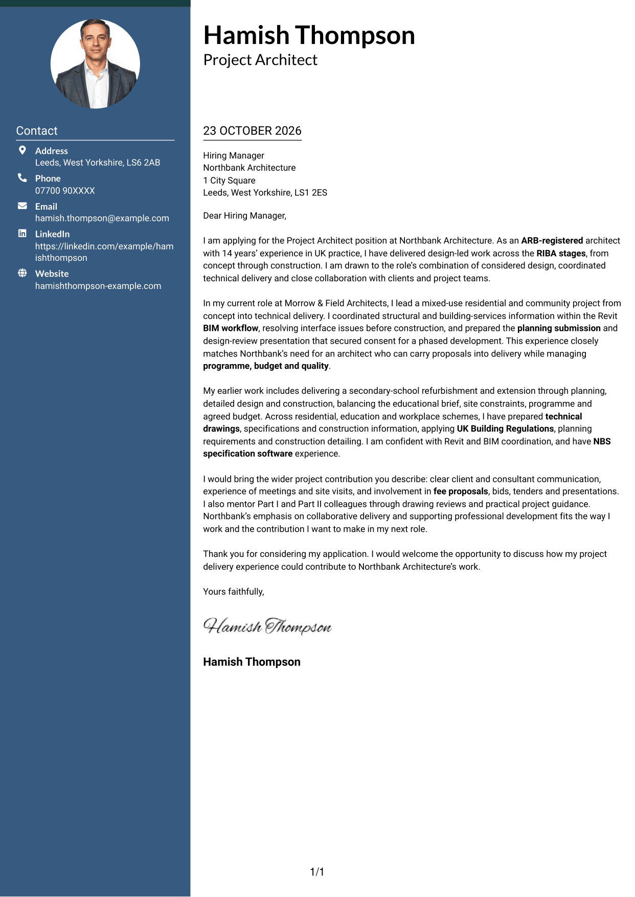 Cover letter example — page 1