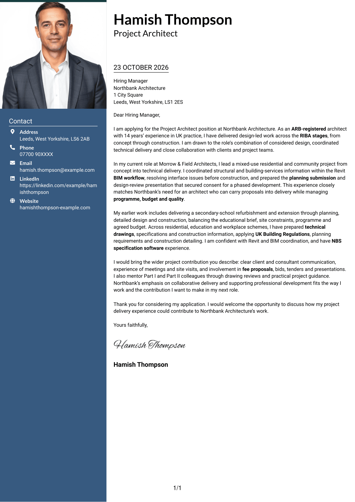 Cover letter example — page 1