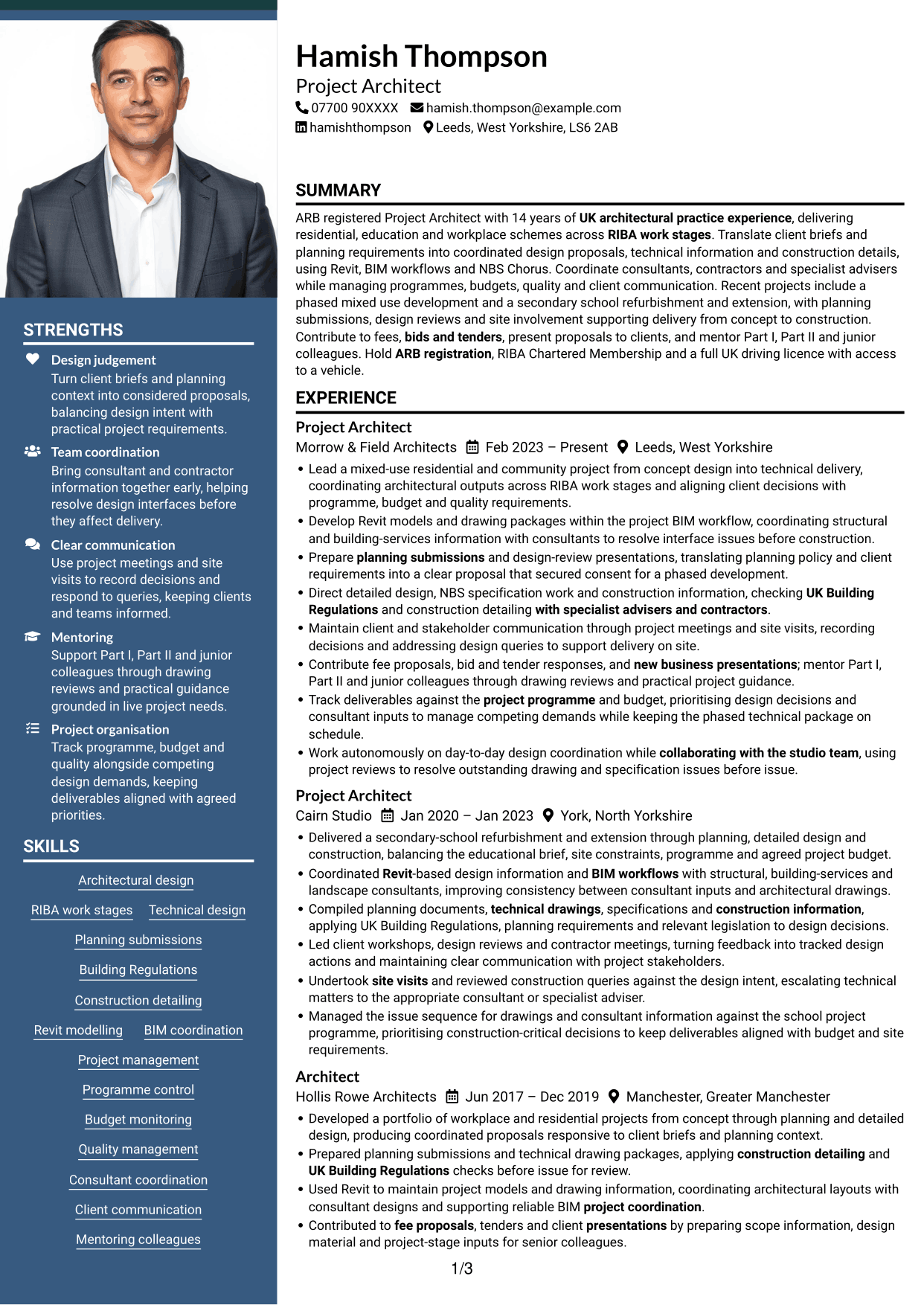 CV example — page 1