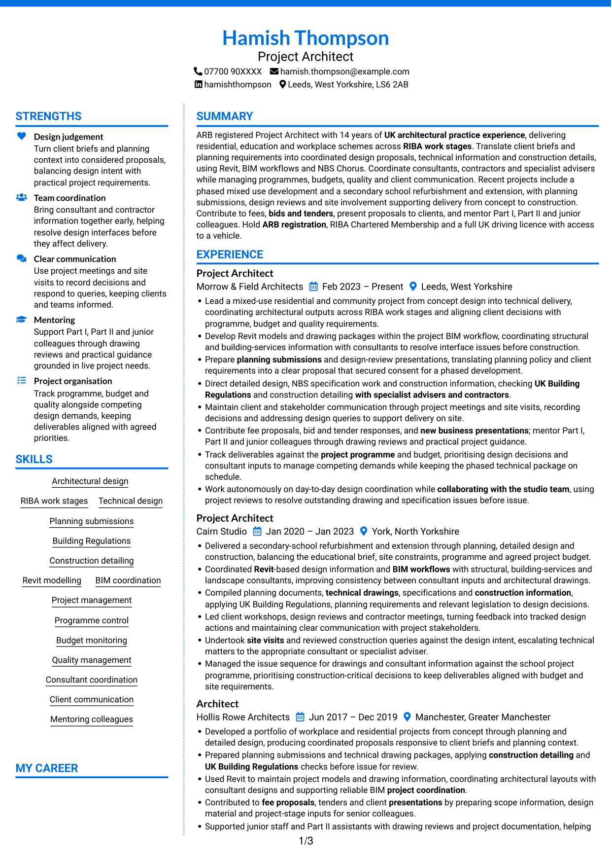 CV example — page 1