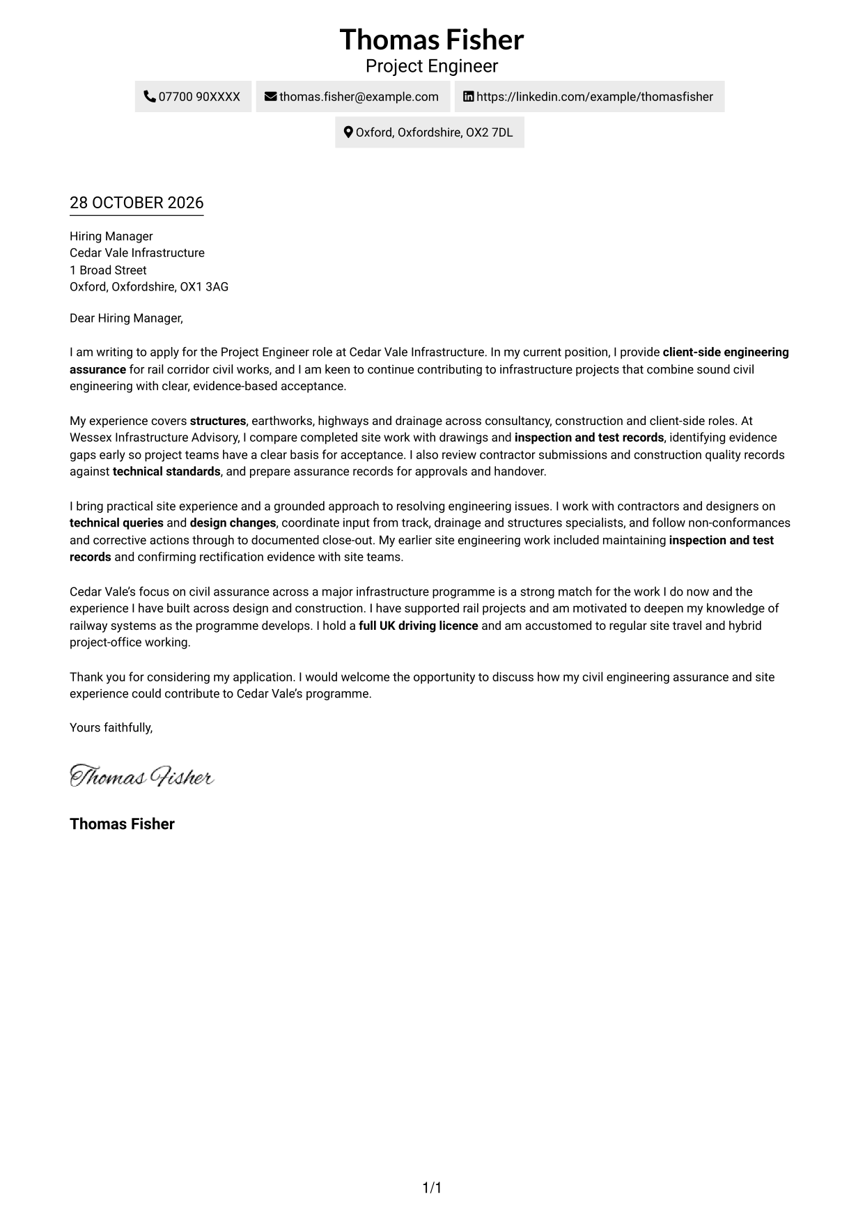 Cover letter example — page 1