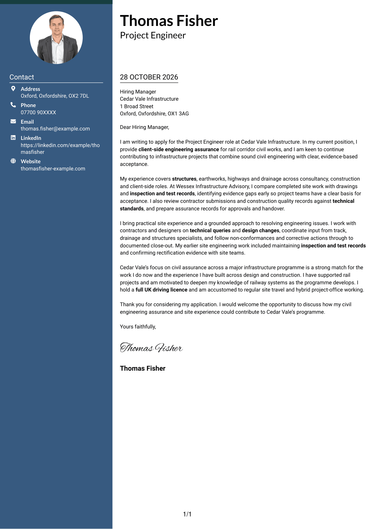Cover letter example — page 1