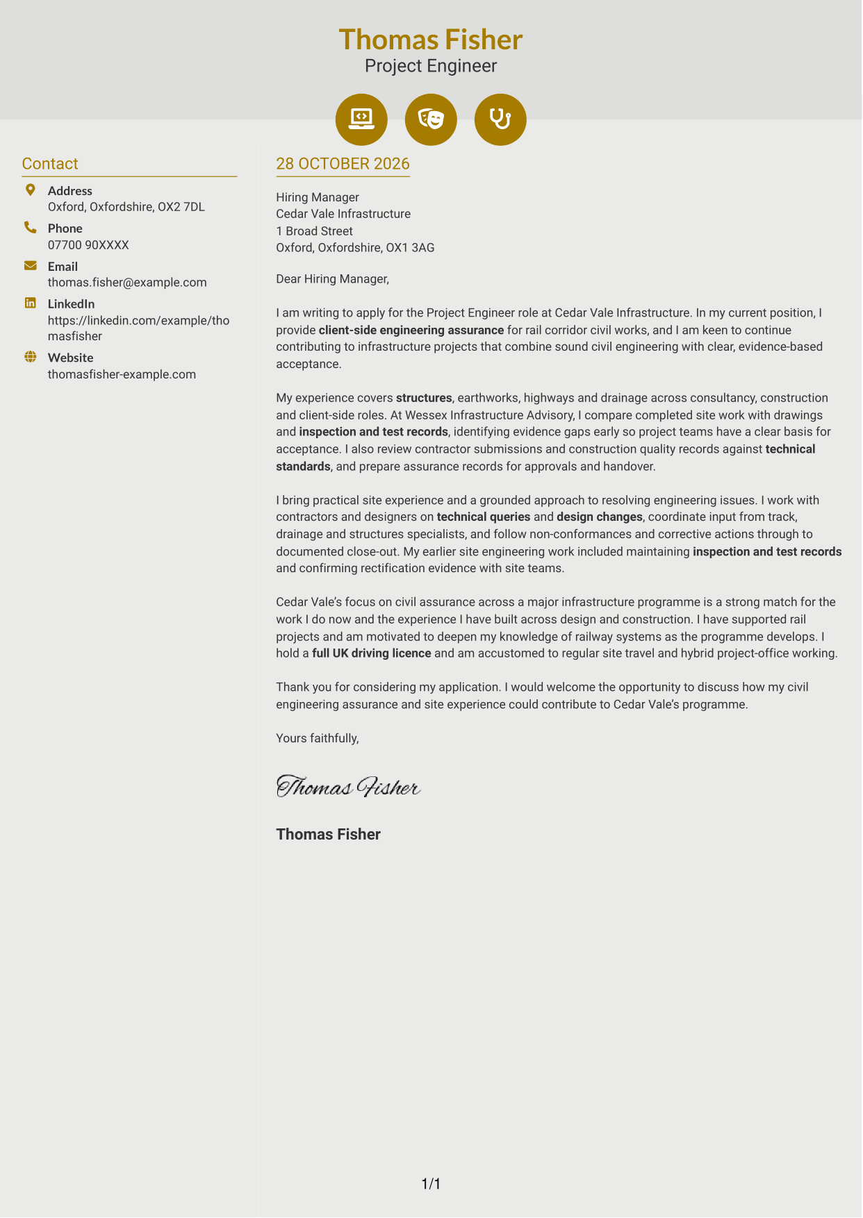 Cover letter example — page 1