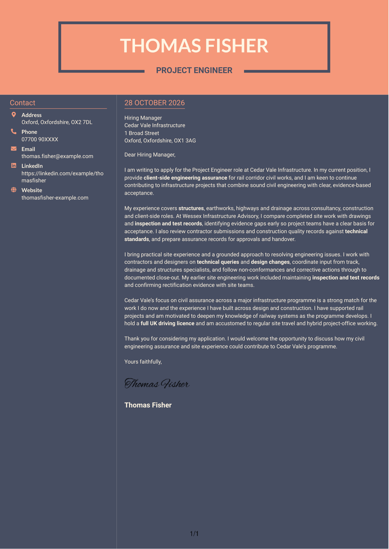 Cover letter example — page 1