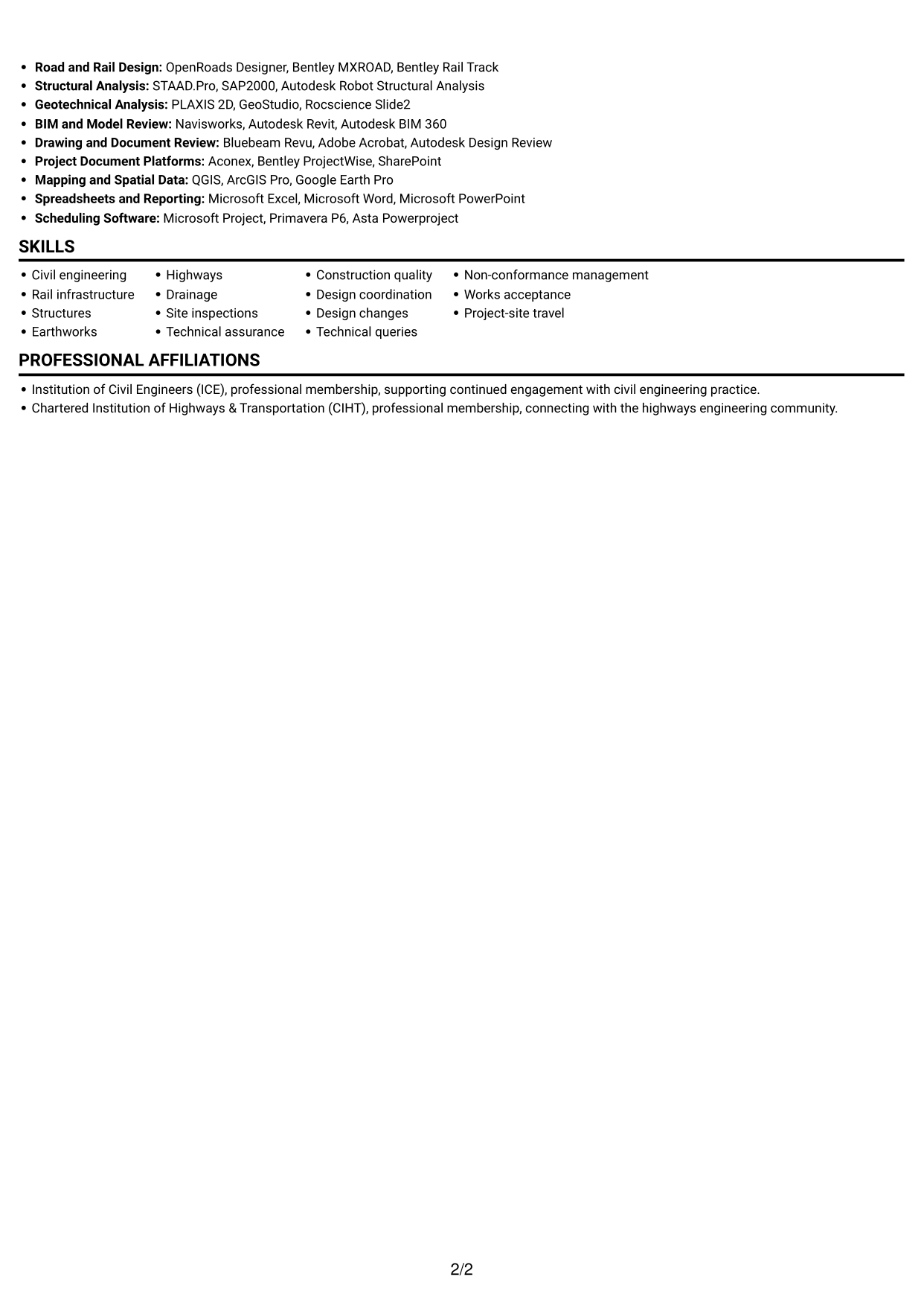 CV example — page 2