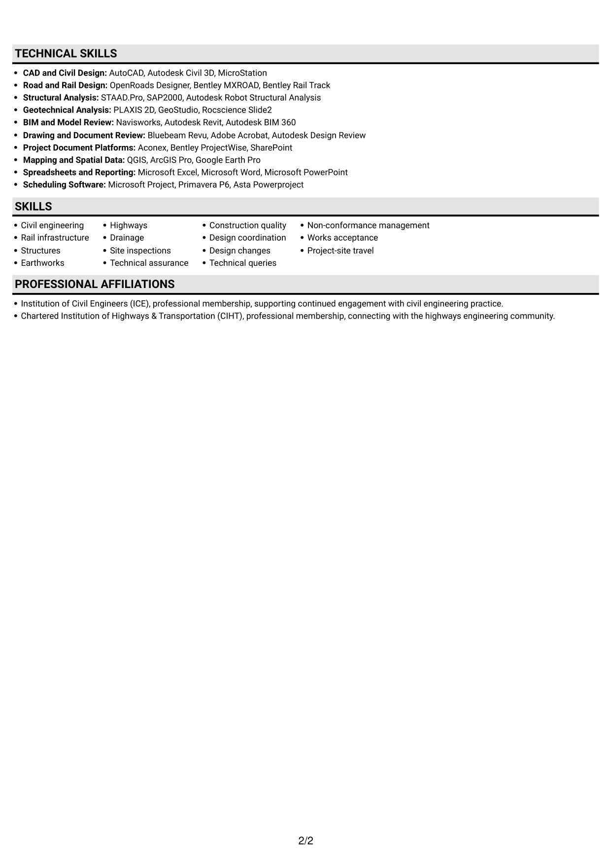 CV example — page 2