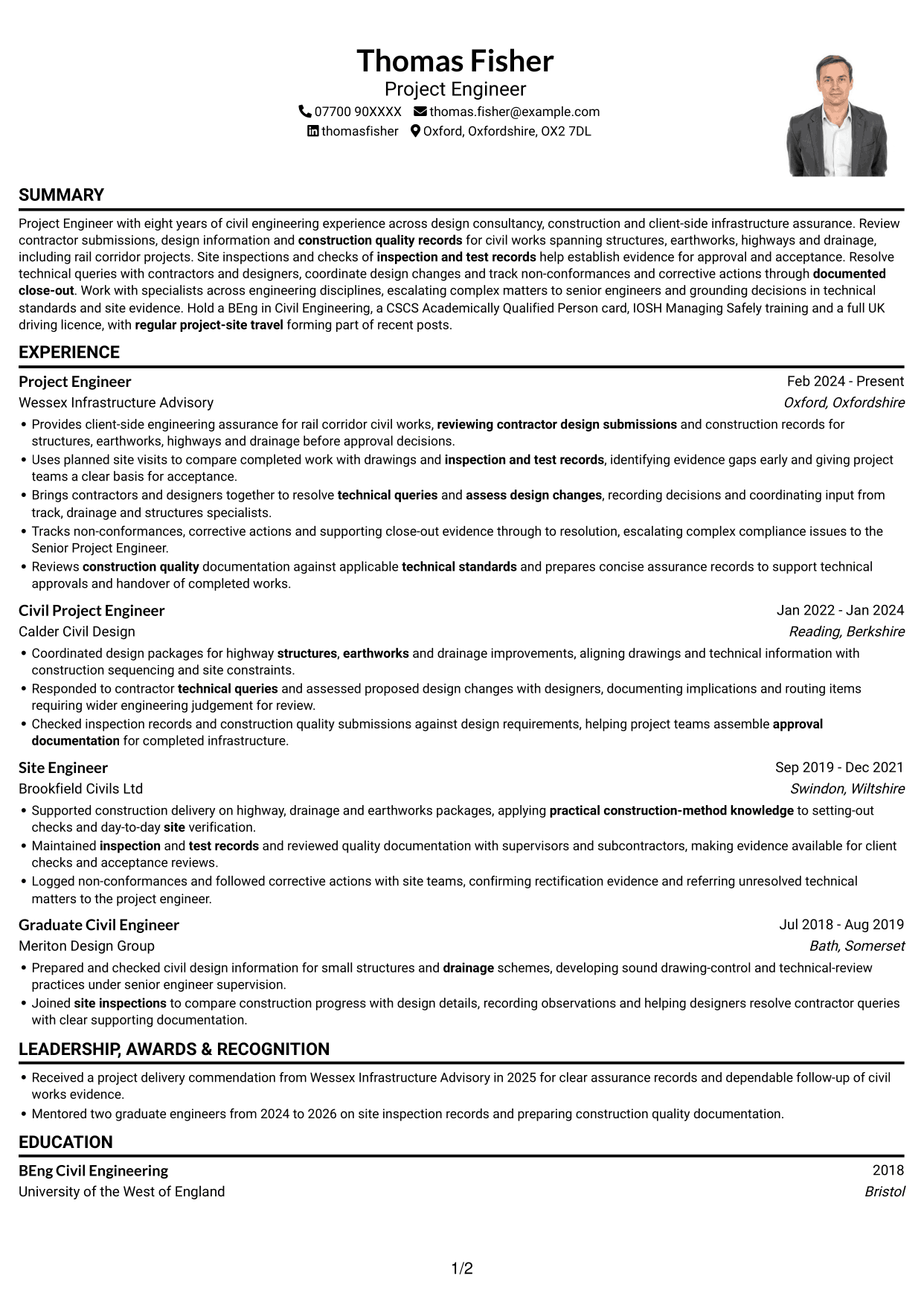CV example — page 1