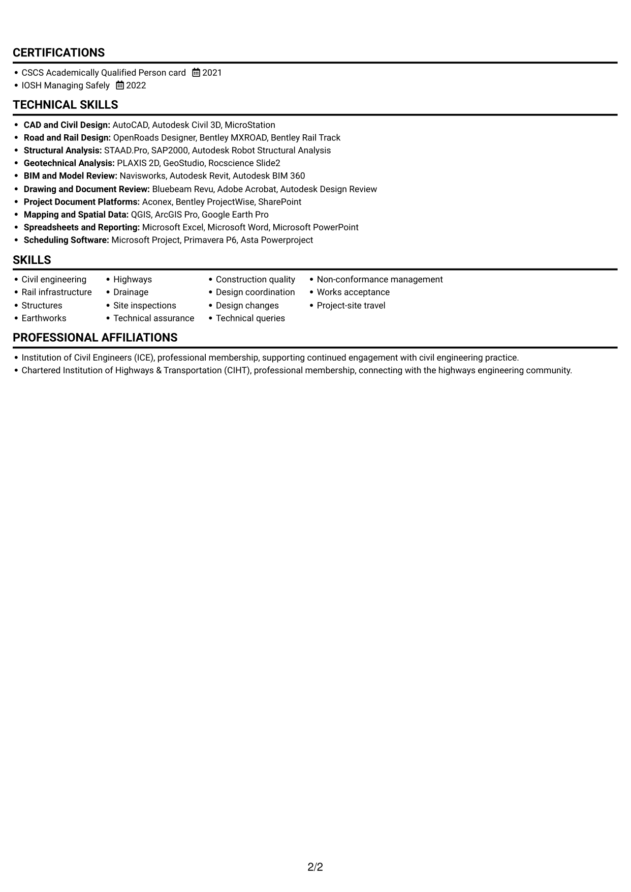 CV example — page 2