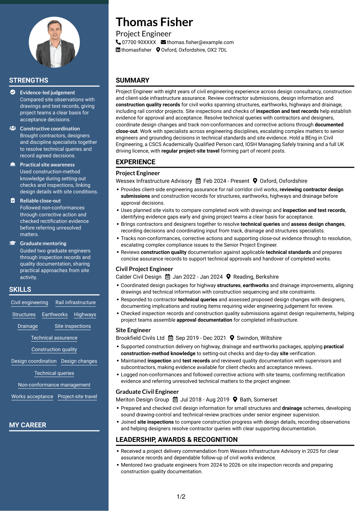 CV example — page 1