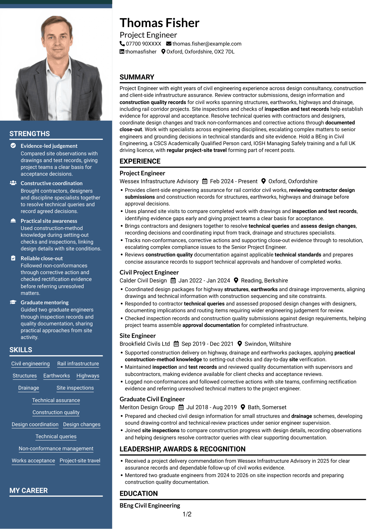 CV example — page 1