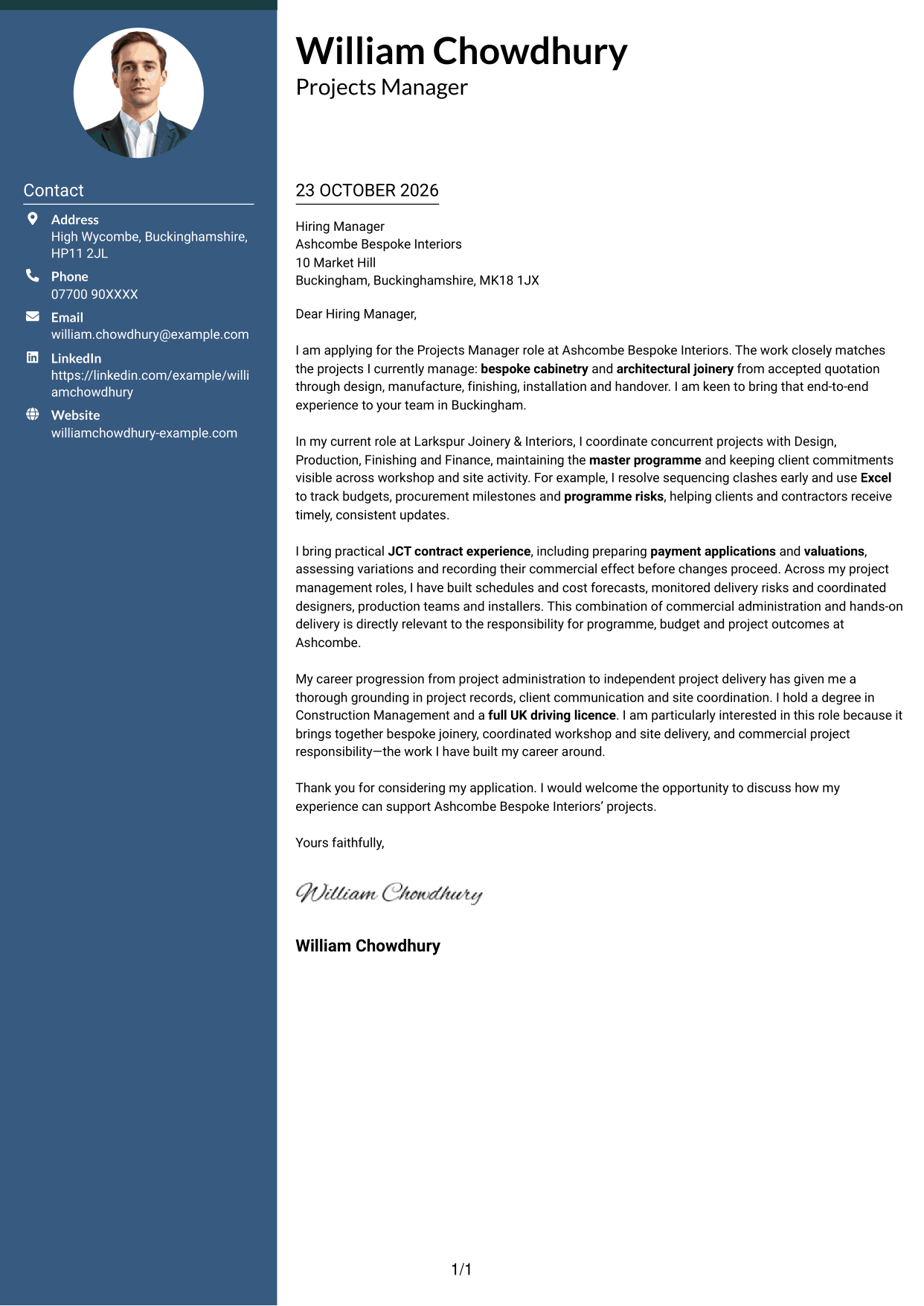 Cover letter example — page 1