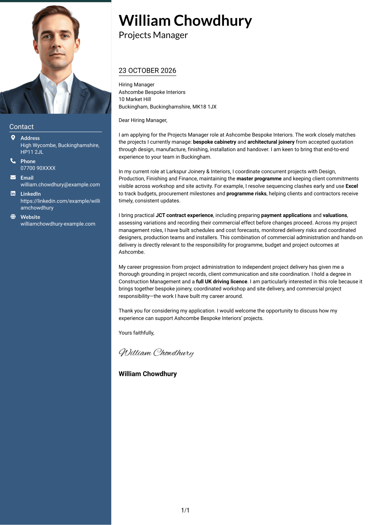 Cover letter example — page 1