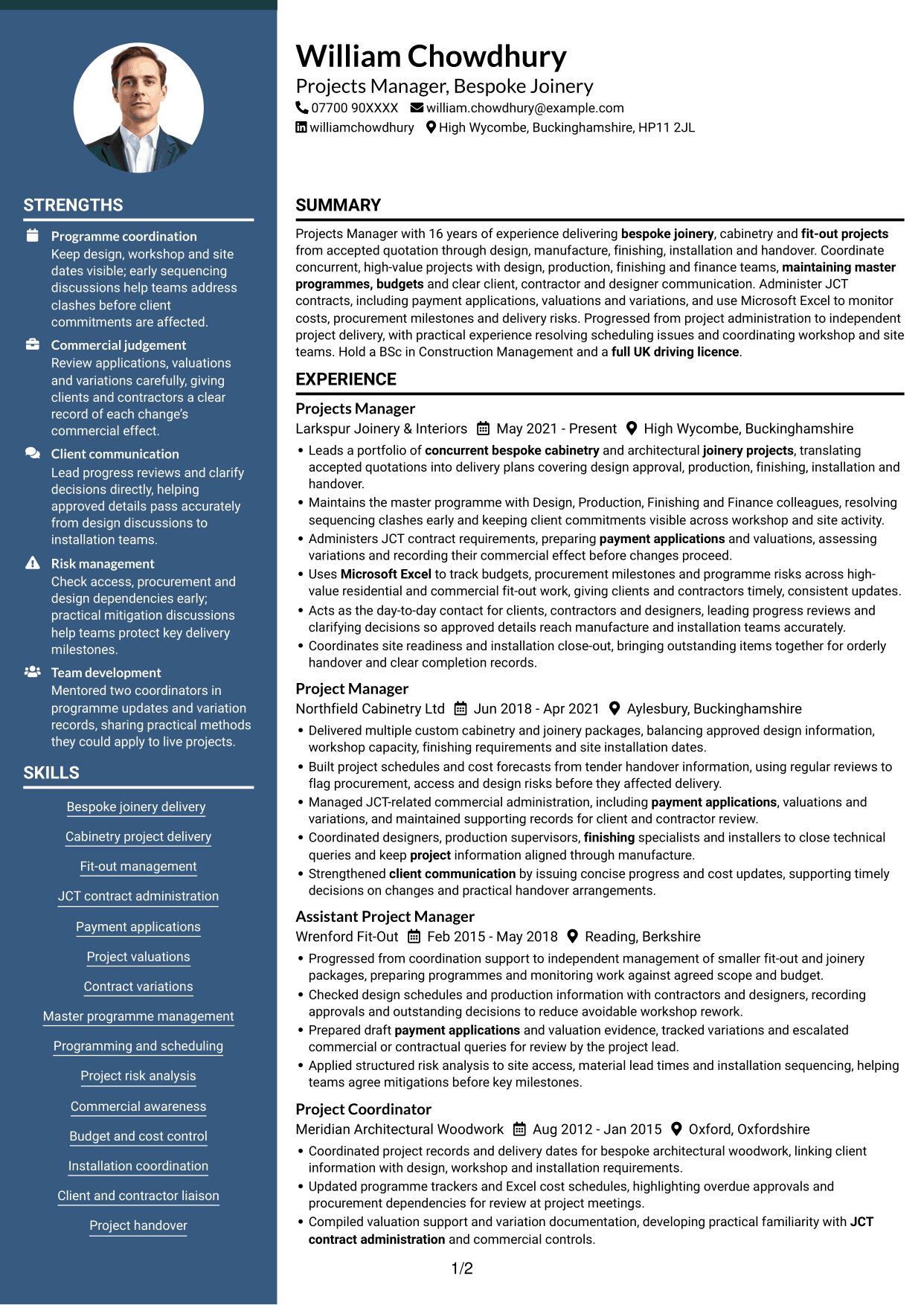 CV example — page 1