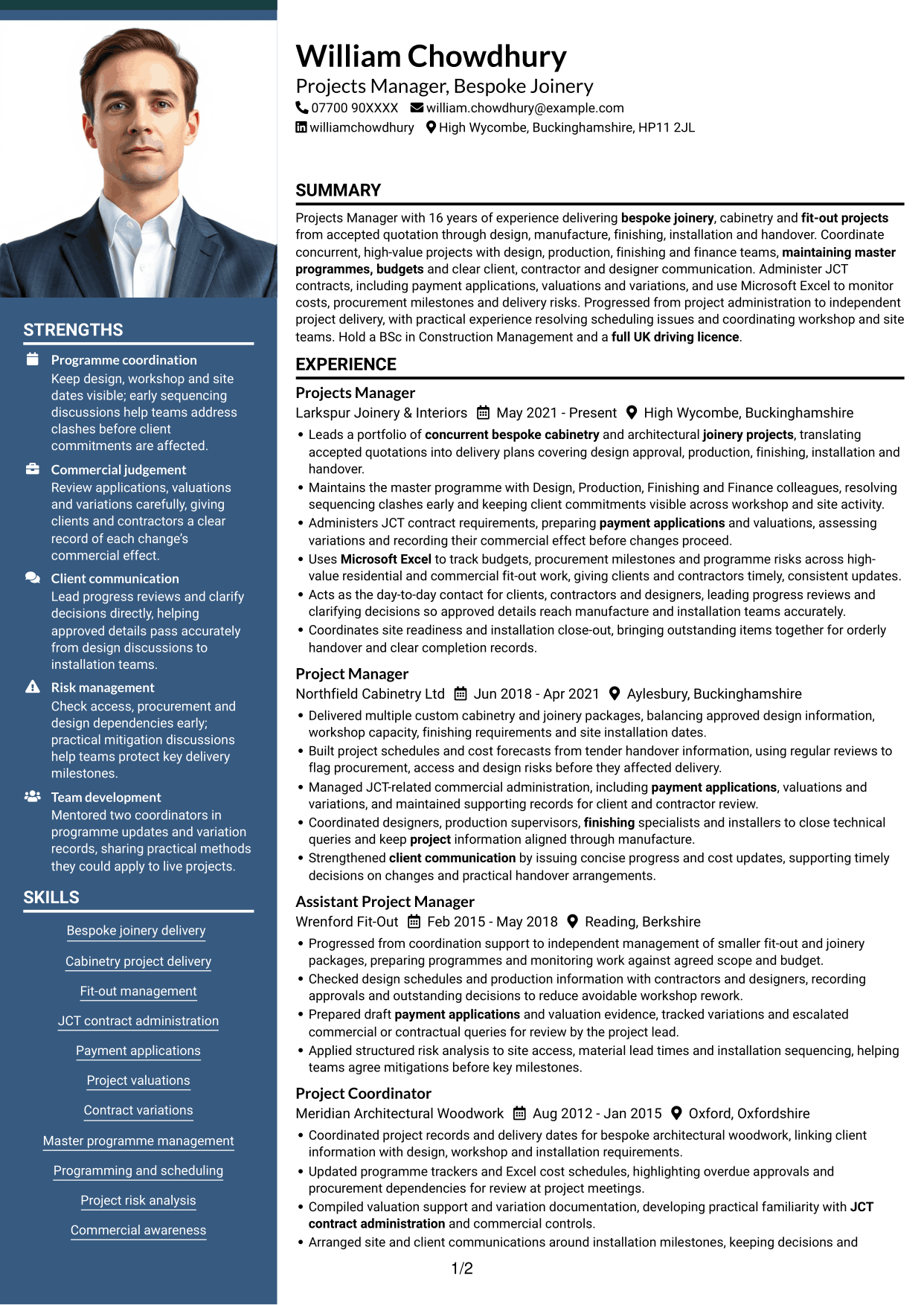 CV example — page 1