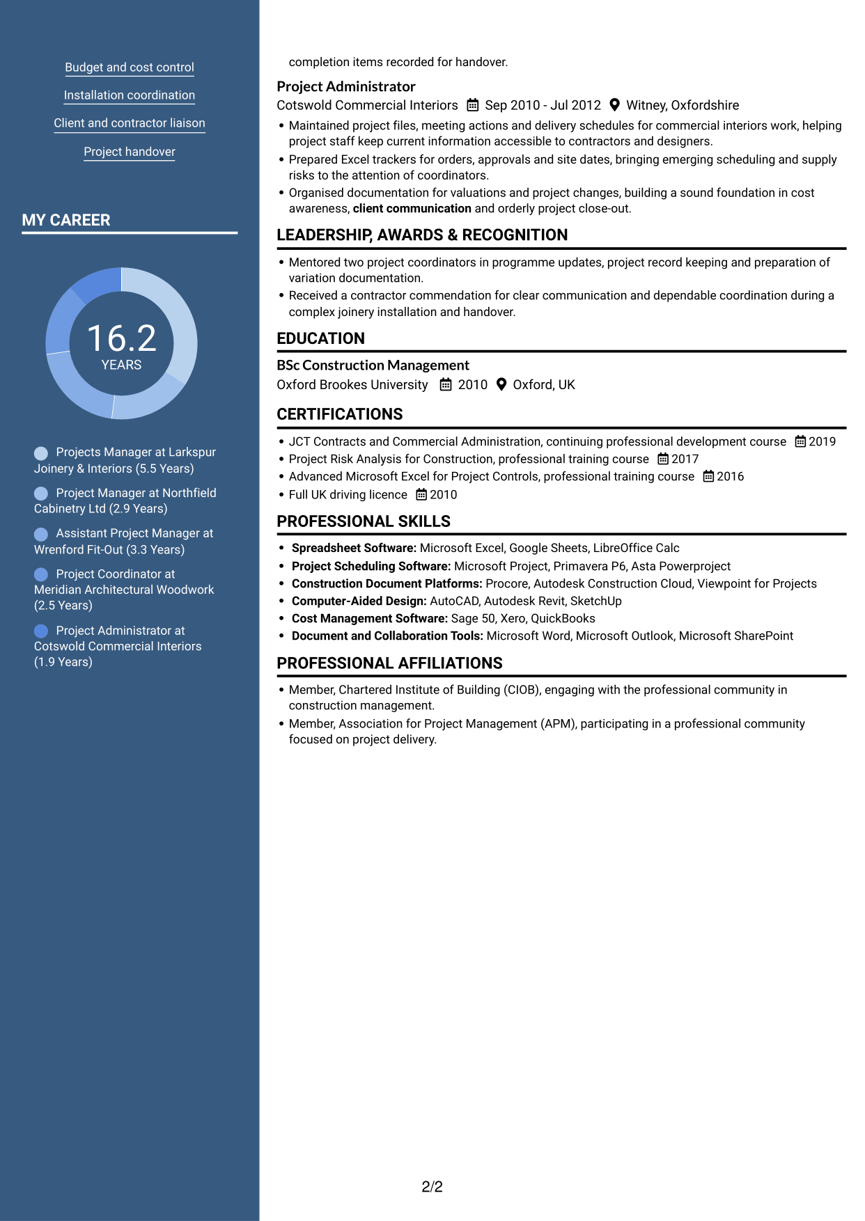 CV example — page 2