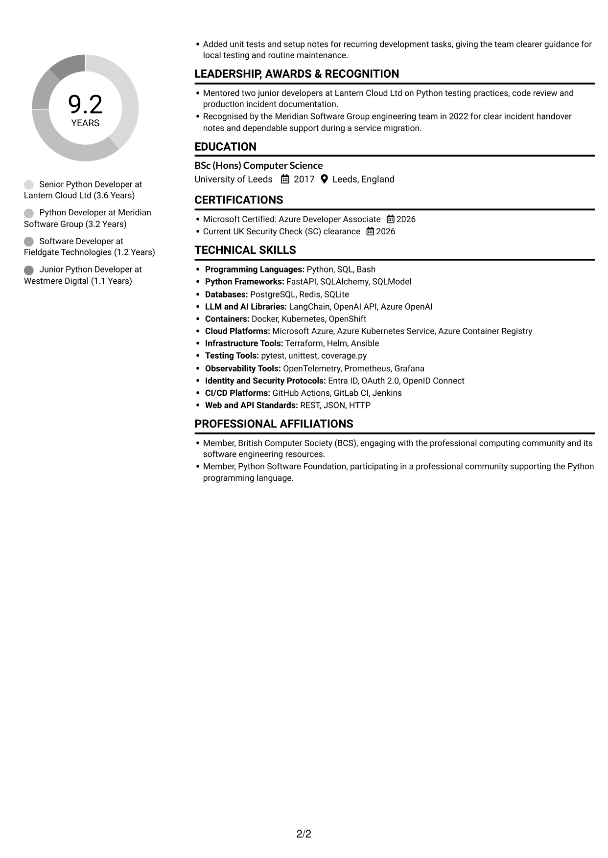CV example — page 2