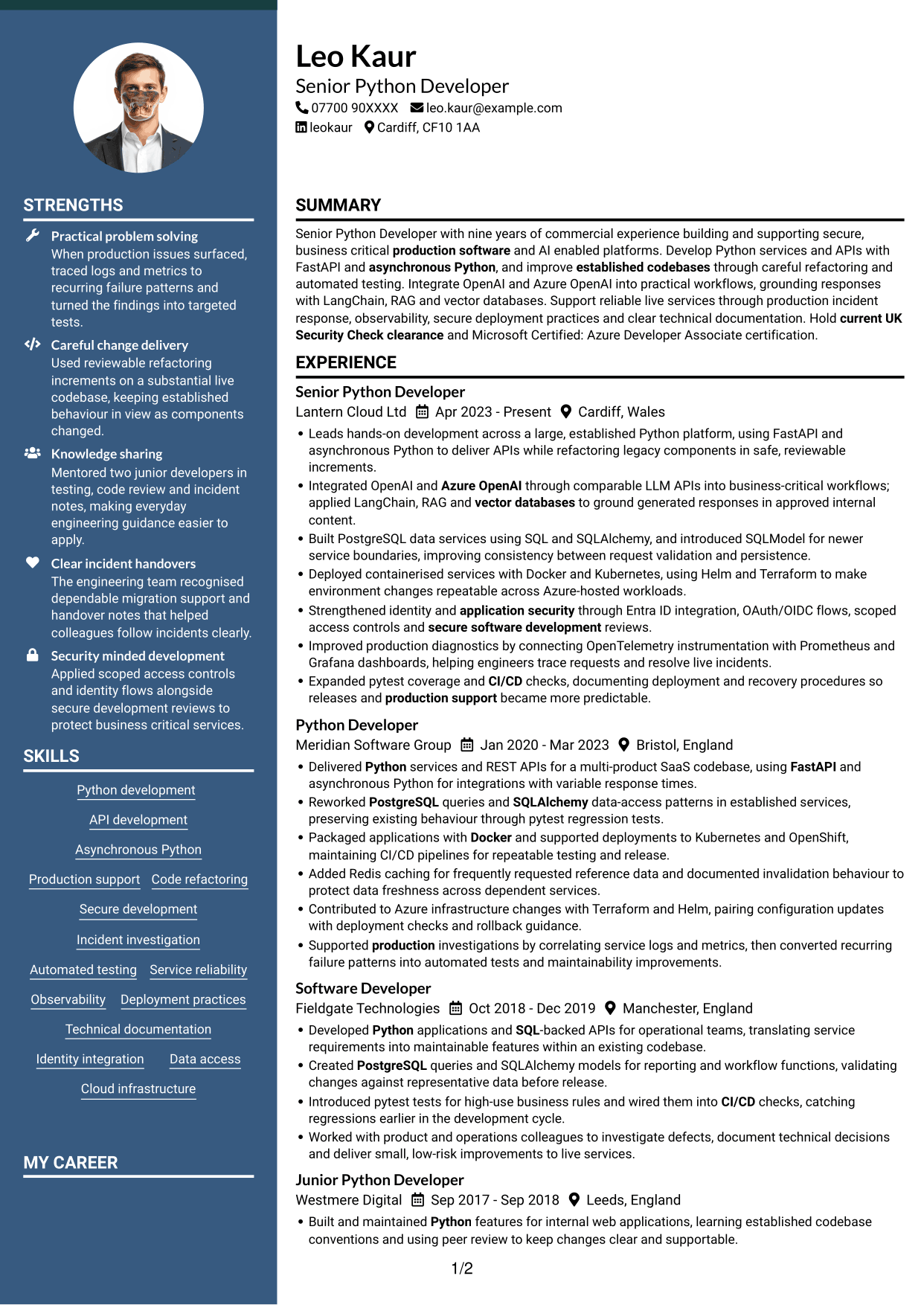 CV example — page 1