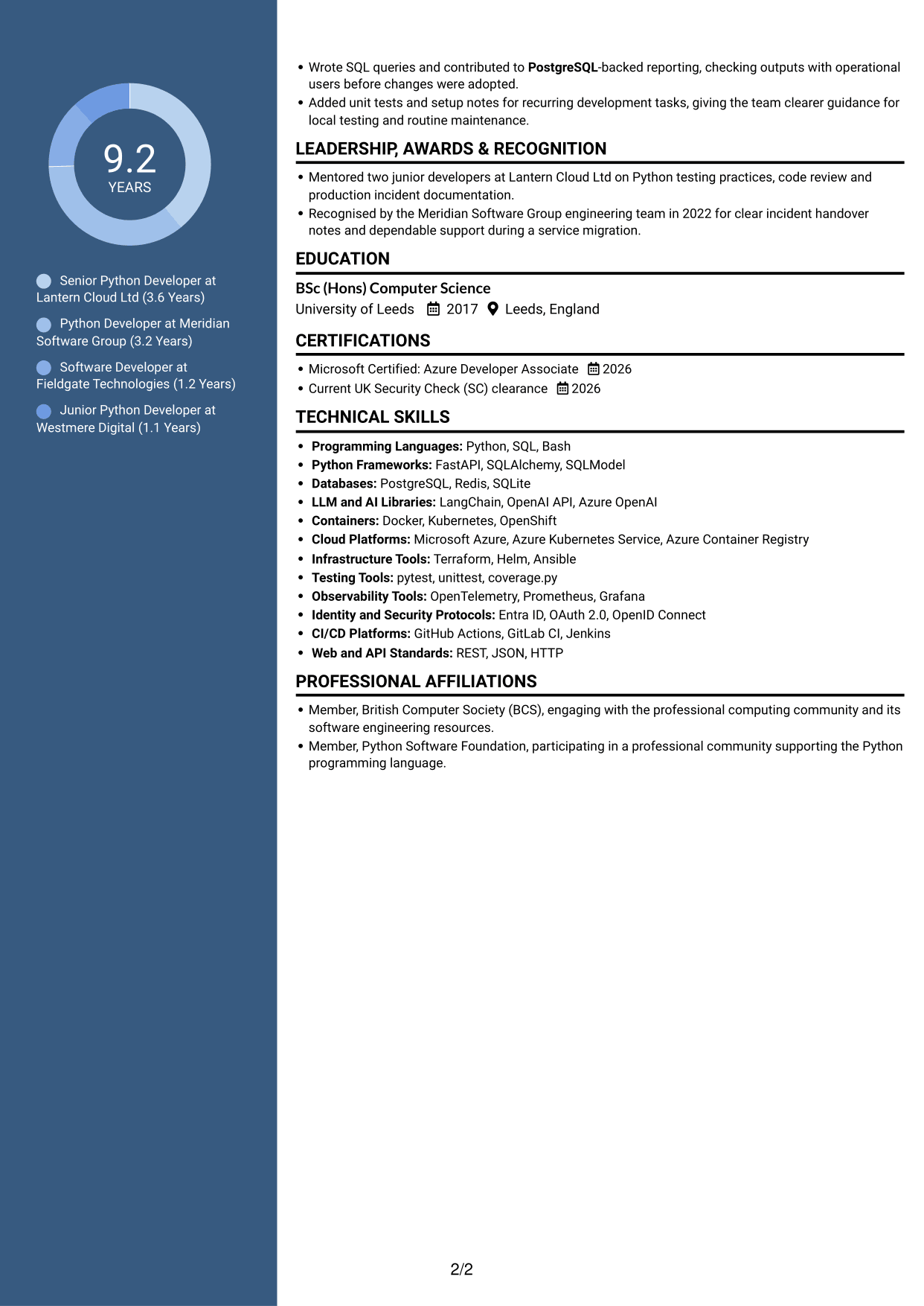 CV example — page 2