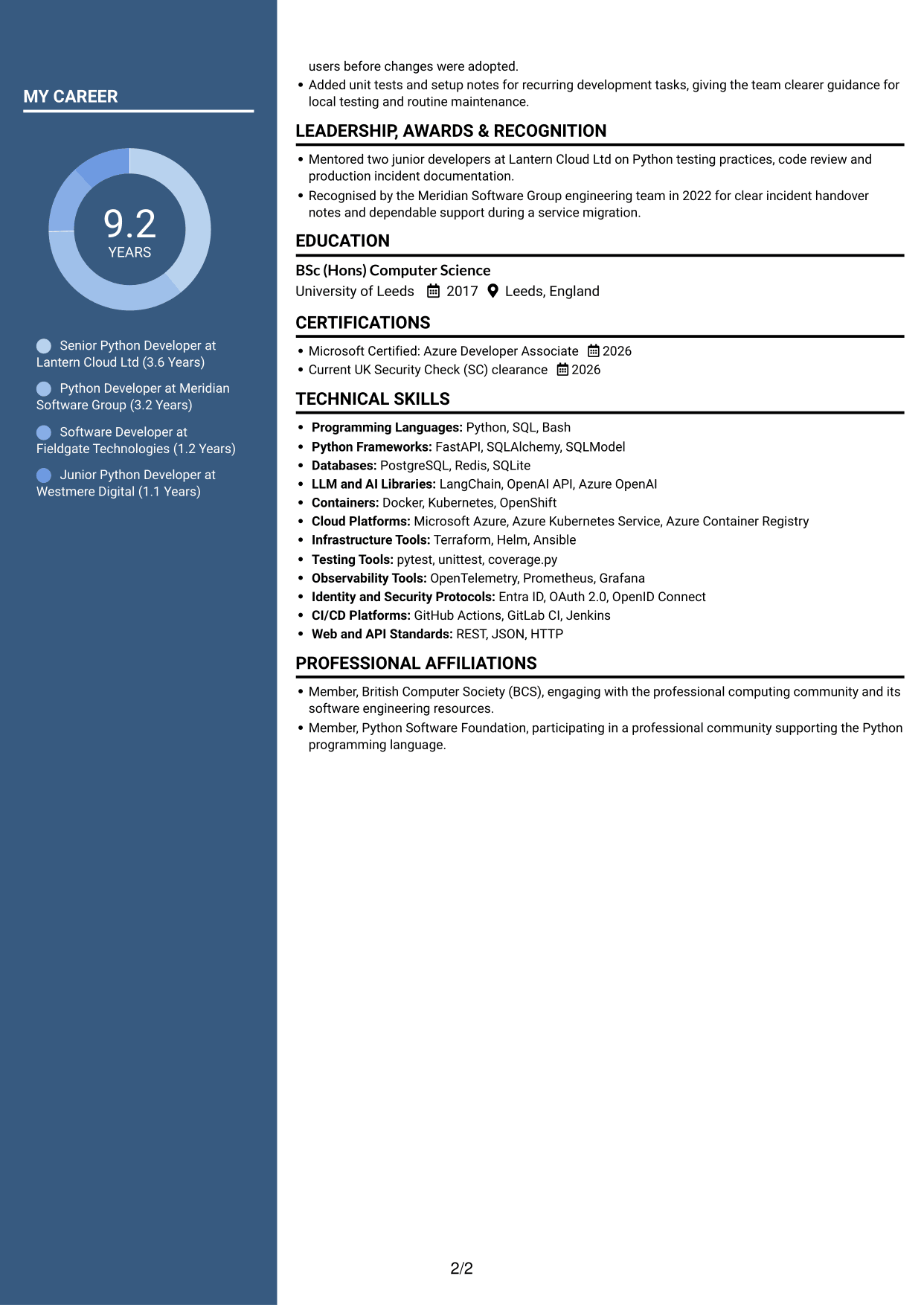 CV example — page 2