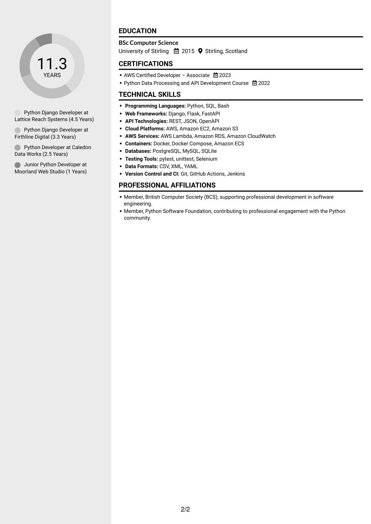 CV example — page 2