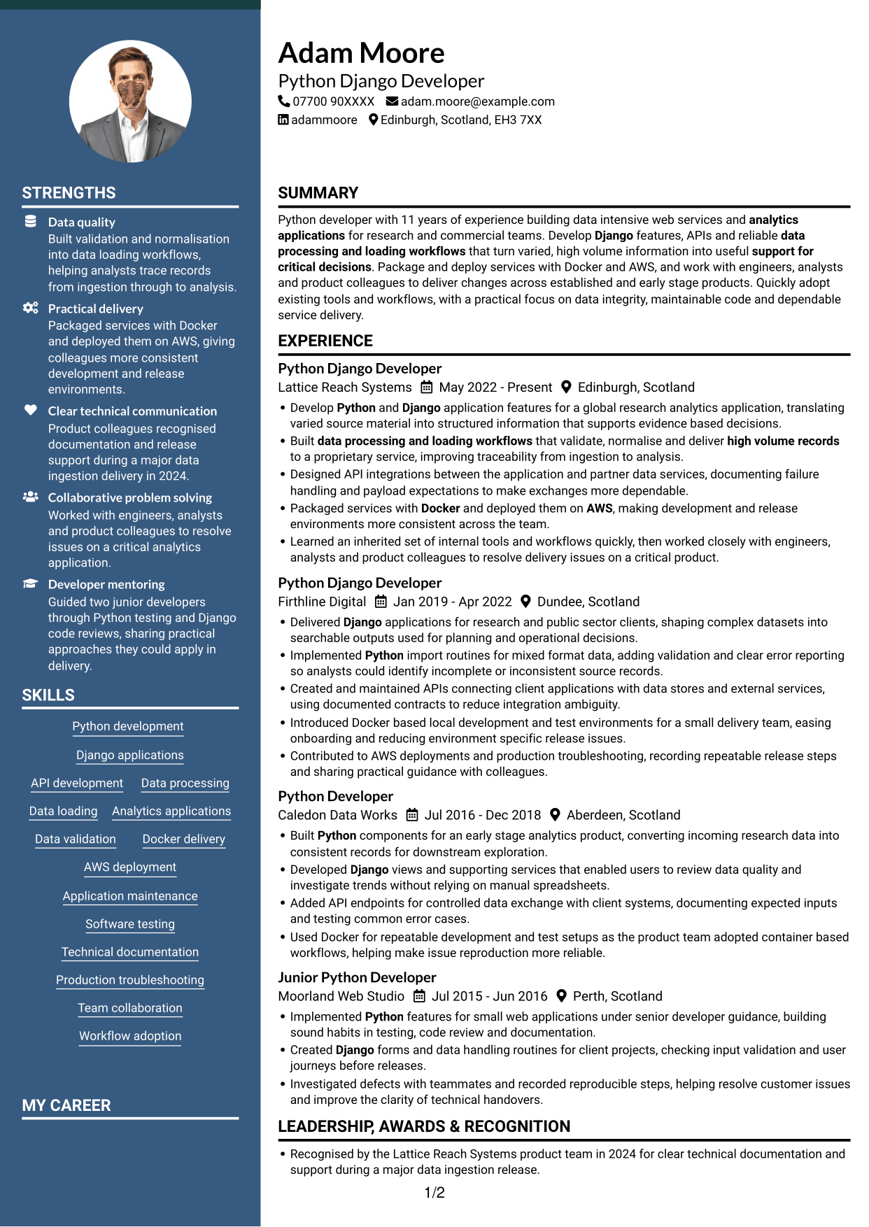 CV example — page 1
