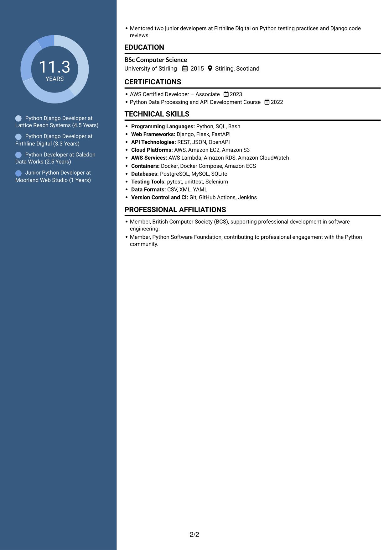 CV example — page 2
