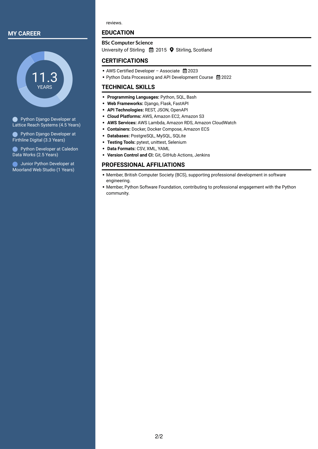 CV example — page 2