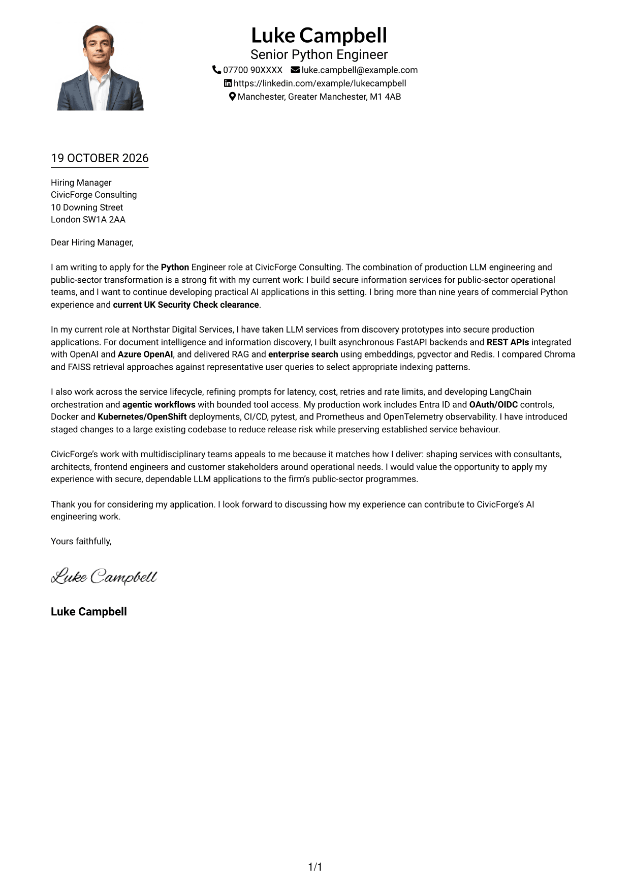 Cover letter example — page 1