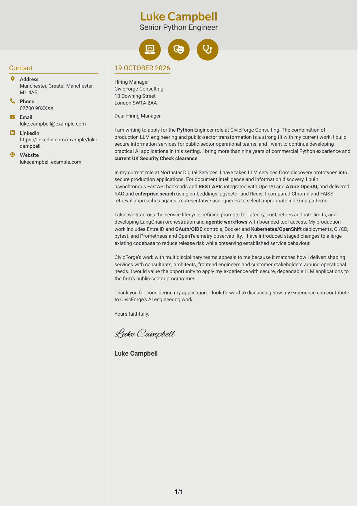 Cover letter example — page 1