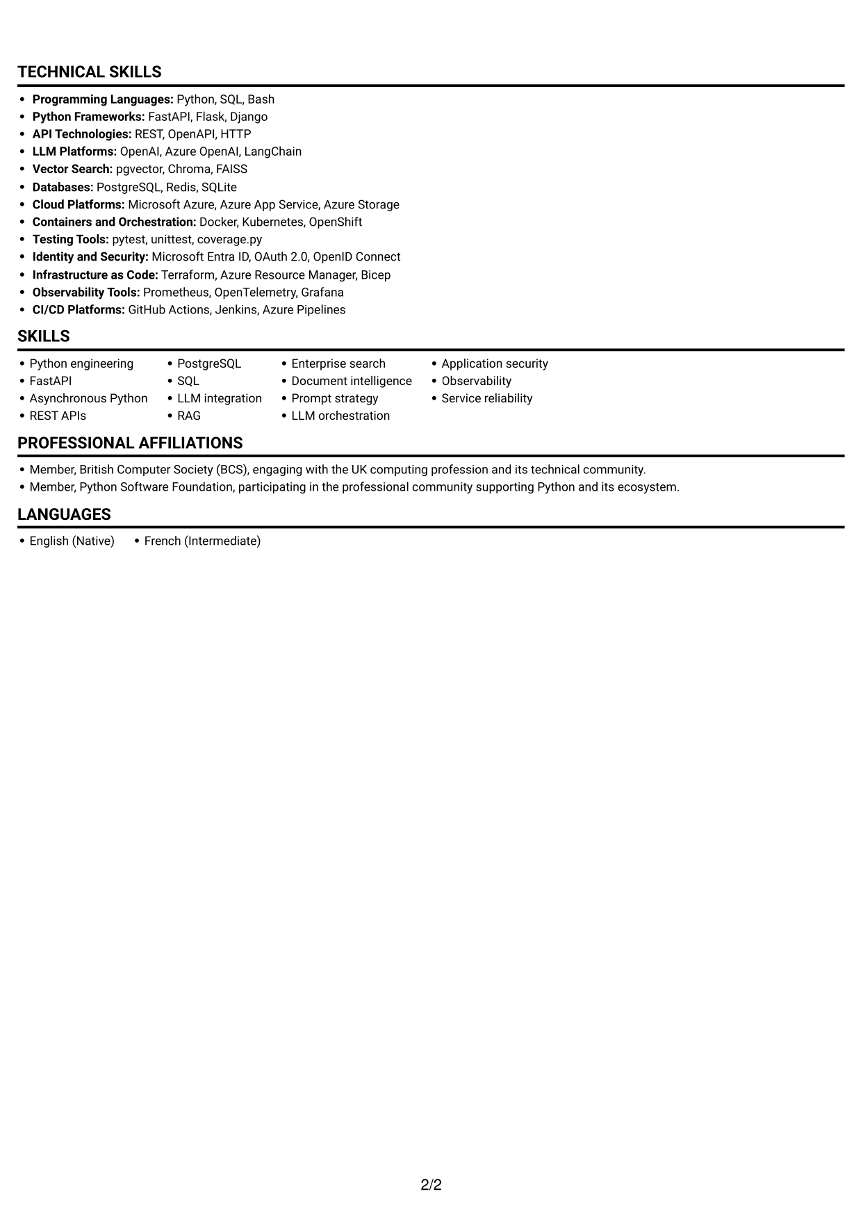 CV example — page 2
