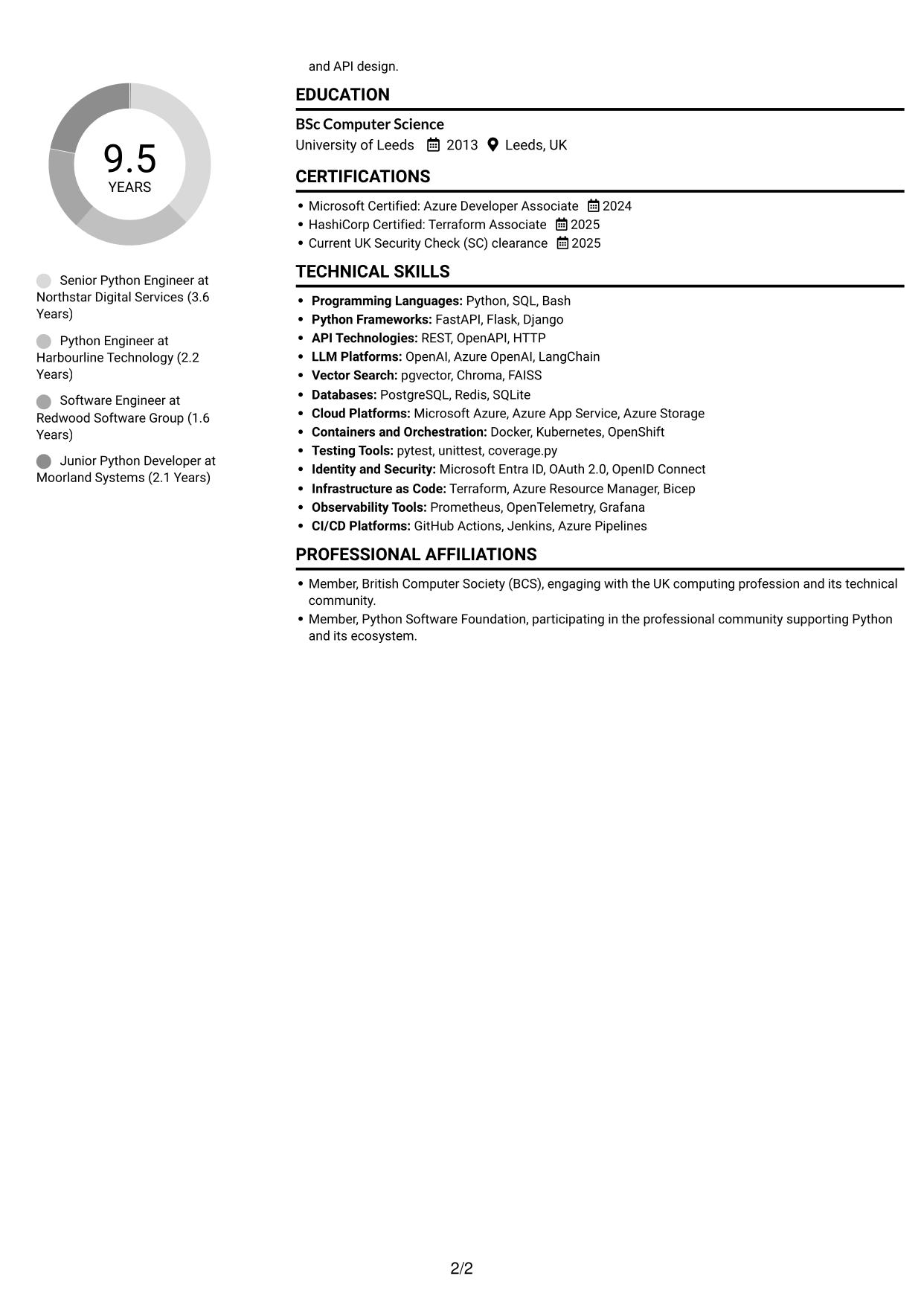 CV example — page 2