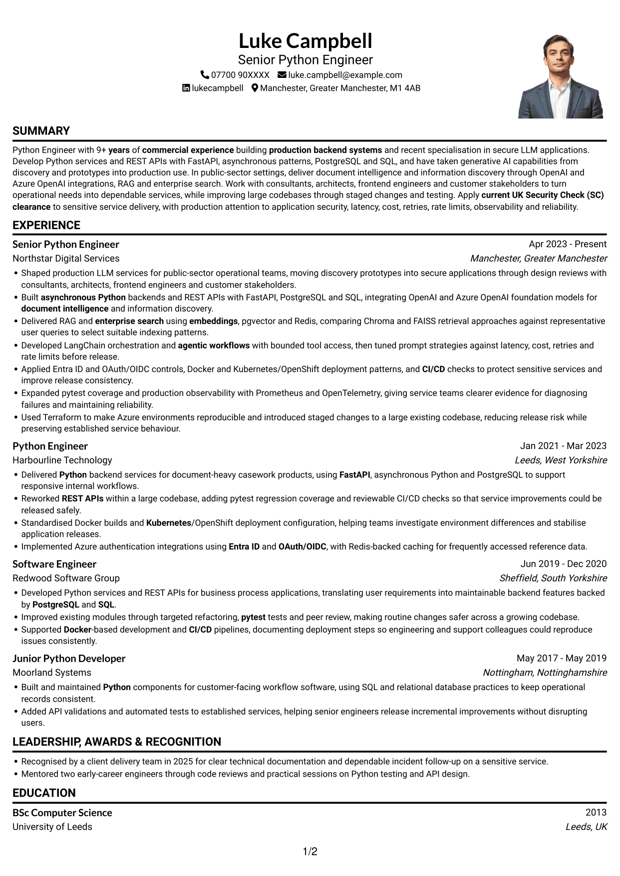 CV example — page 1