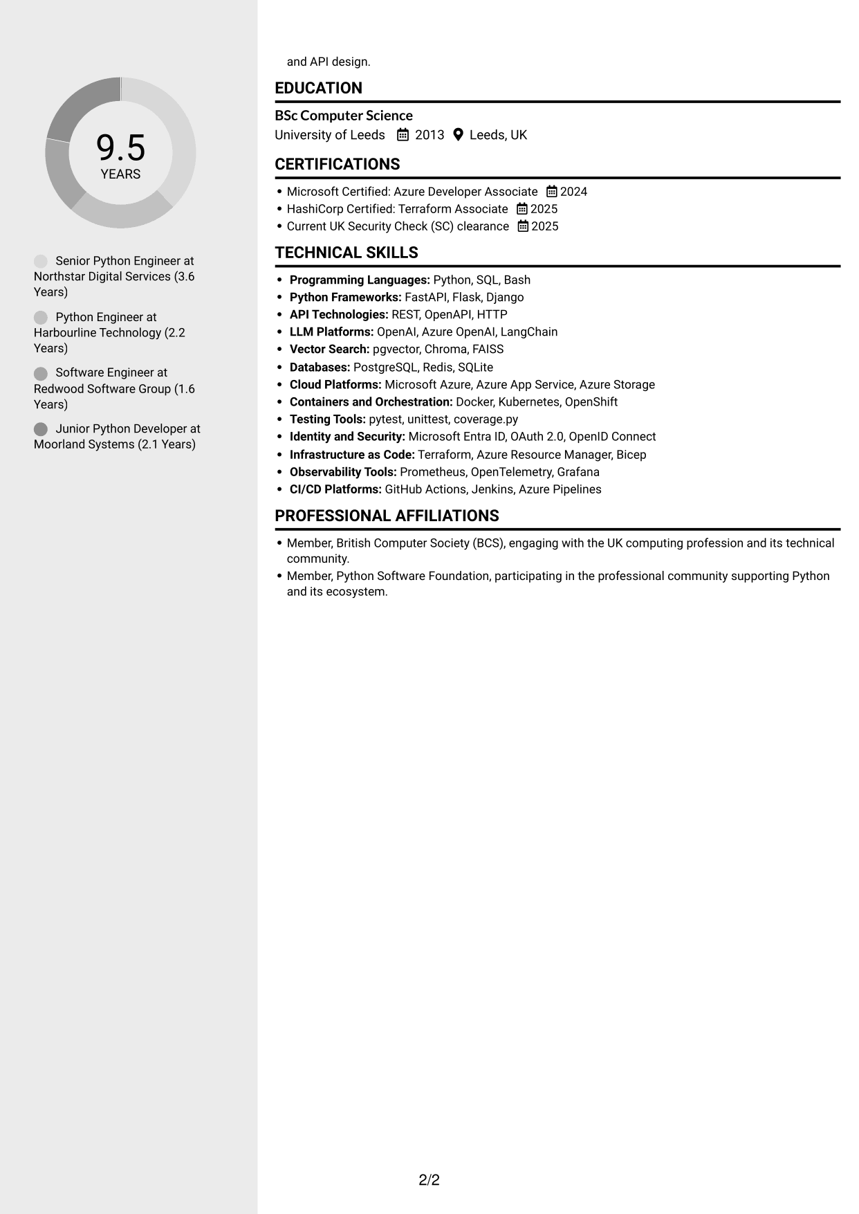 CV example — page 2
