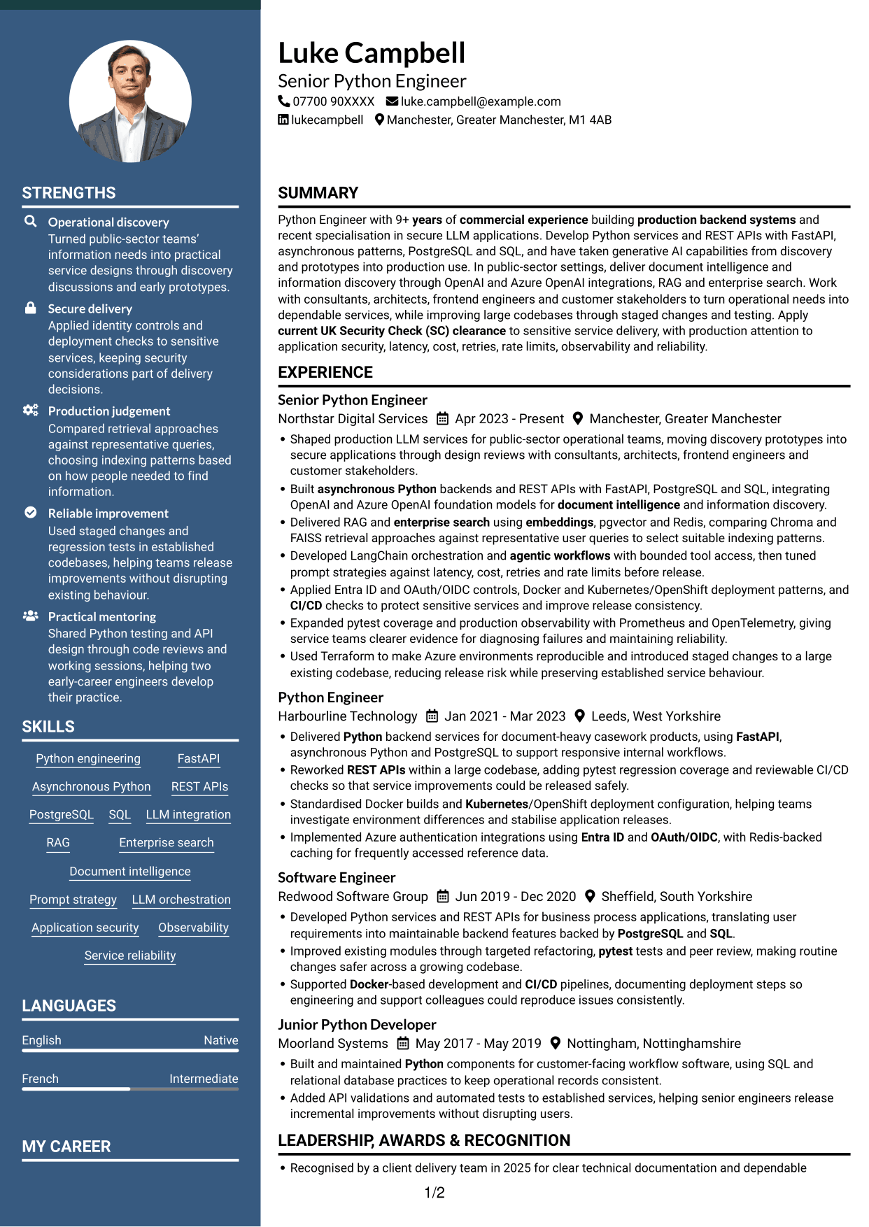 CV example — page 1