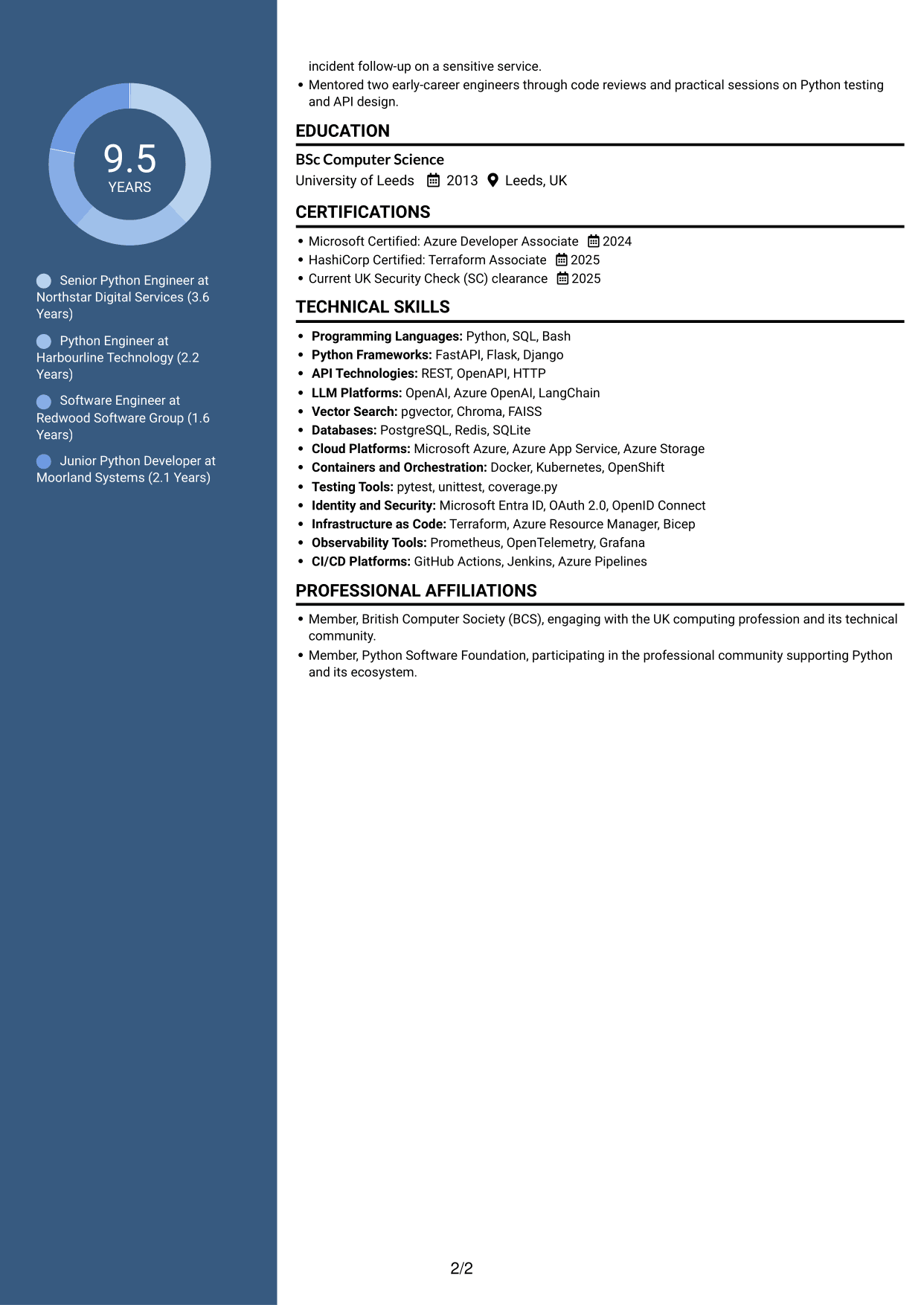 CV example — page 2