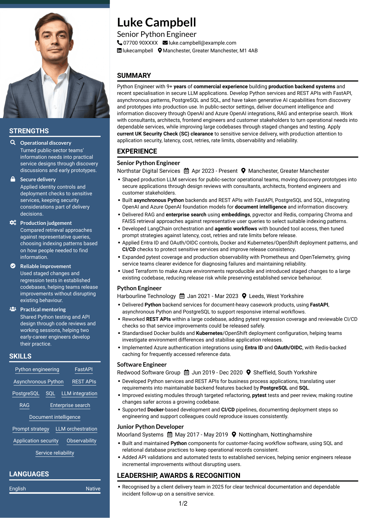 CV example — page 1
